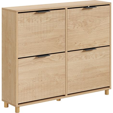 SoBuy Armario zapatero con puertas abatibles Roble Claro 100x24x83cm Moderno FSR214-N (1/5)