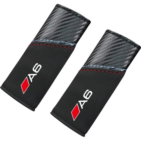 (2 pièces compatibles avec le logo A6, FMP - Noir carbone) 2 housses en cuir pour accoudoirs de portières et poignées de toit de voiture, compatibles avec Audi A7, A3, A4, A6, A5, Q5, A1, Q7, Q3, Q4, (1/4)