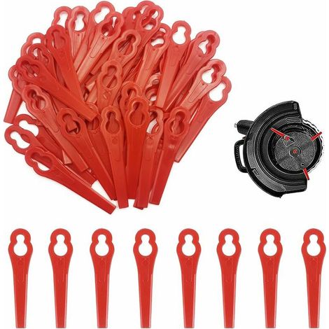 [NEVER USED] 50 Pieces Replacement Plastic Blades for Grass Trimmer, Plastic Blades, Grass Trimmer Brush Cutter Blades, Plastic Lawn Mower Blades, Red Plastic Edger H356