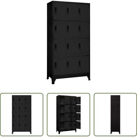 Armoire de rangement -  Armoire à casiers Noir 90x45x180 cm Acier (1/5)