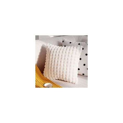Lot de 2 housses de coussin en fausse fourrure blanche, 45x45 cm, décoratives, texture plaid, pour canapé, lit, salon.