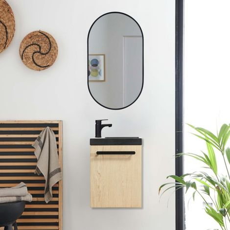 Conjunto de lavabo de pared Nevada con espejo ovalado (1/5)