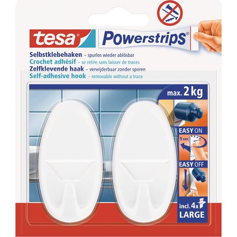 Tesa Powerstrips Hooks Large Oval White, 3 x 12 x Cm, Bianco (1/5)