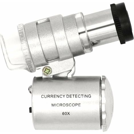 Mini loupe réglable de loupe de microscope de poche LED 60X avec loupe avec détection de devise (1/5)