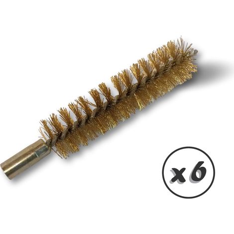 Ecouvillon LAITON Condenseur Lot de 6 Ø 20 mm Raccord laiton taraudé M6 femelle Torsade en acier galvanisé Brosse nettoyage paroi tube alésage Kibros 4TCL20x6 (1/5)