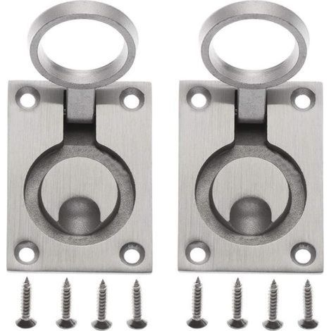 Set aus 2 Schließfachgriffen mit Klappe, verdeckte Edelstahlgriffe mit Befestigungsschrauben, 62 x 44 mm (1/5)