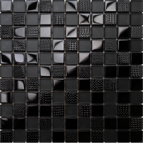 Mosaik auf Netz für Bad oder Küche aus Glas 30x30cm - Carbon