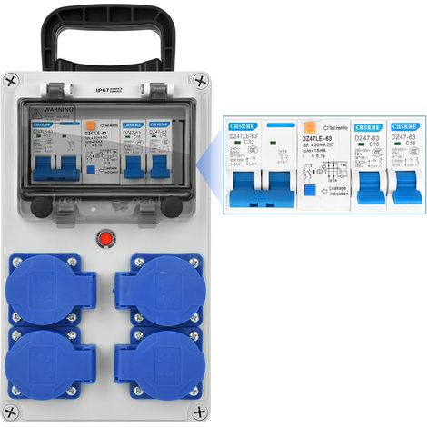 Coffret Électrique de Chantier 230 V Coffret Chantier Répartiteur Mural avec Disjoncteur répartiteur de courant 16 A IP67 Distributeur de Courant Électrique avec Disjoncteur coffret chantier (1/5)