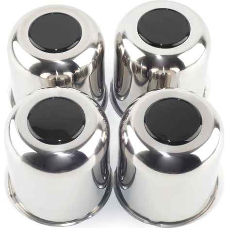 Lot de 4 cache-moyeux en acier inoxydable de 10,8 cm avec couvercle amovible noir pour trou central de jante de 108 mm, cache-moyeux chromés à pousser à travers 10,9 cm de haut (1/5)