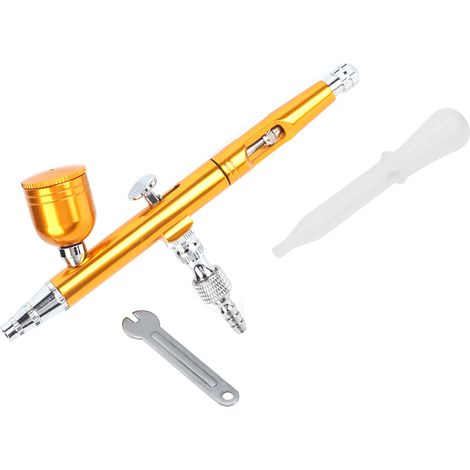 0,3-mm-Doppelwirkungs-Airbrush-Pistole für Tätowierungen, Make-up und Nageldesign, Gold-Komplettset