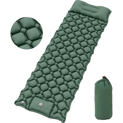 Tapis de Camping Ultra léger Auto-gonflant avec Pompe et Sac intégrés, Grand Oreiller, Matelas de Camping Portable Gonflable imperméable pour extérieur, Camping, randonnée (Vert Printemps) (1/5)