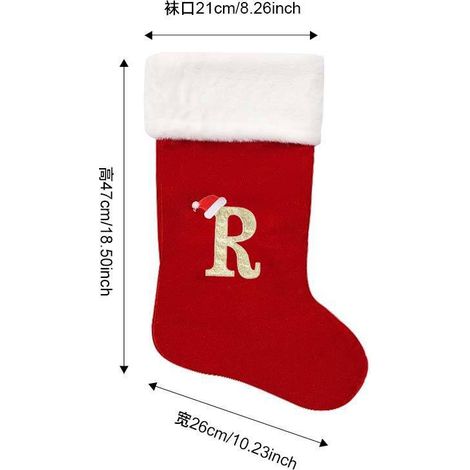Grandes chaussettes de Noël, décorations de Noël, ornements de lettres anglaises, chaussettes à lettres, sacs cadeaux de dessins animés pour enfants