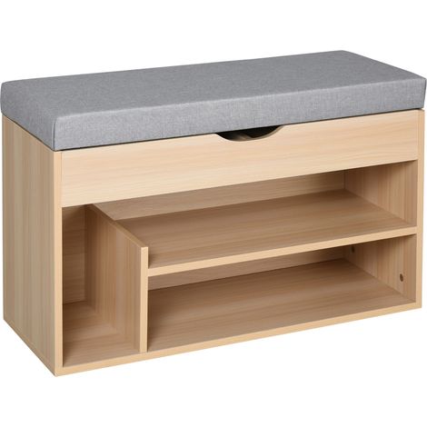 Banc à chaussures multi-rangements YANIS beige et gris (1/5)