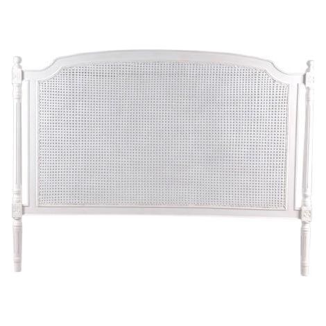 M&S – Tête de lit 160 cm en acajou blanc cassé et cannage – Élégance romantique pour chambre – Dimensions 120 cm de hauteur (1/3)