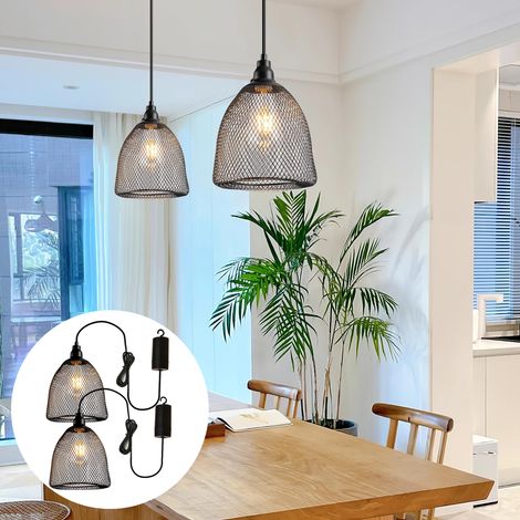 Lot de 2 lustres suspendus à ampoules LED, lustres à piles, pour tonnelle, lumière chaude/avec télécommande (1/5)