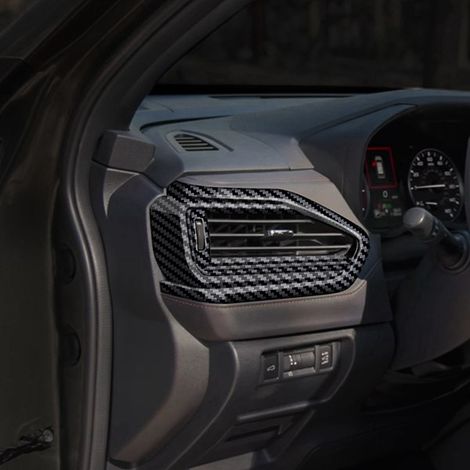 1 pair Colour: Carbon fiber structure Material: ABS Fits the left and right air vents under the dashboard.--BIEMMEDUE (1/5)