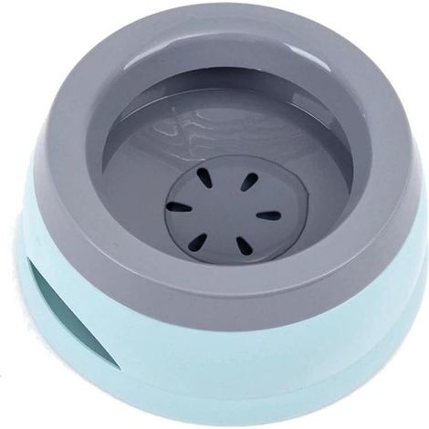 Gamelle pour chien, chat et autres animaux de compagnie - Anti-fuite, anti-éclaboussures, portable et anti-bave - Gris/Bleu 17 x 8 cm