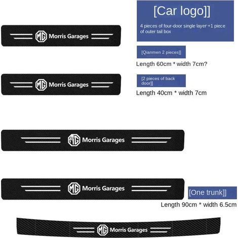 (5 jeux MG) ​​4 pièces Autocollant de protection anti-rayures en fibre de carbone pour seuil de porte de voiture MG 6MG,bande de seuil de navigation MGONE,intérieur de voiture ZS/HS MG (1/3)