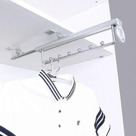 Porte-vêtements coulissant robuste avec penderie télescopique, barre de suspension pour vêtements. (1/4)