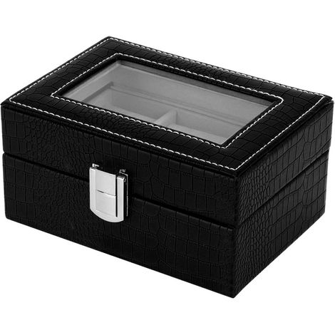 Tragbare Schmuckaufbewahrungsbox im Retro-Stil, Ring-Präsentationsorganizer (Schwarz) (1/5)