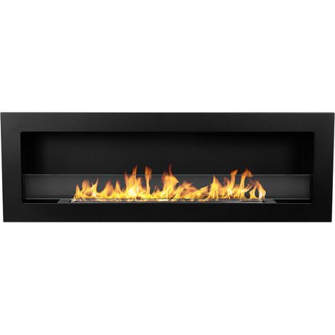 Camino de bioetanol Livorno 120 Negro 120x15x40 cm – para pared o empotrar, elegante y funcional (1/5)