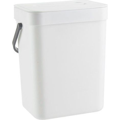 Contenedor de compost de cocina de 3L, contenedor de basura de cocina, botes de basura colgantes para el hogar con tapa, blanco