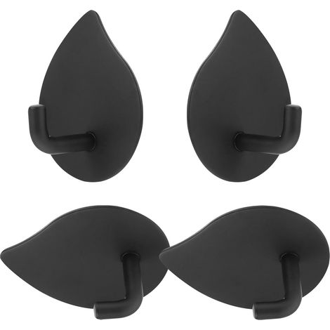 Crochets Muraux en Acier Inoxydable Noir, Lot de 4, Fixation  Perçage, Montage Mural, pour Vestes et Écharpes, Usage la Cuisine et Décoration Intérieure (1/5)