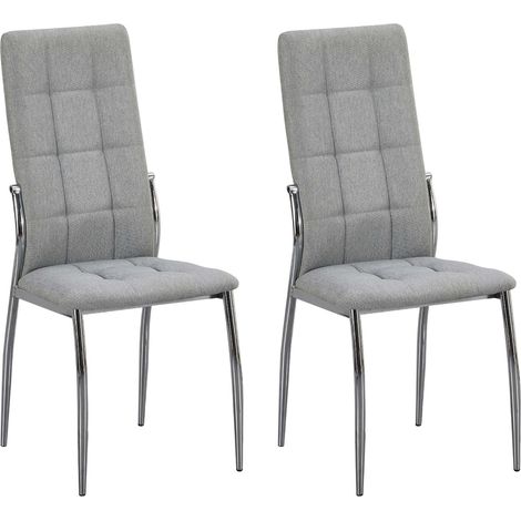 Pack 2 Sillas de Comedor Laci Gris, Sillas de Salón Estructura de Metal 46x101x54 cm