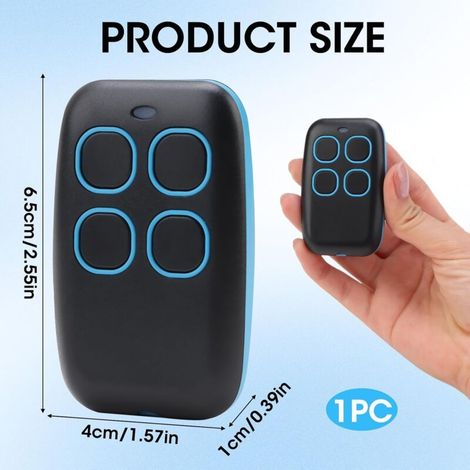 Télécommande universelle 2 pièces 4 en 1 pour portails et garages – Télécommande multi-fréquence Rolling Code 280 à 868 MHz, programmateur auto-apprenant avec liste de compatibilité (1/4)