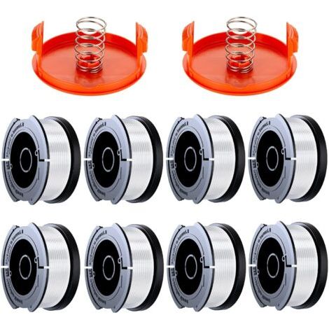10 Pack Bobine Fil Coupe Bordure Compatible avec Black et Decker Coupe Bordures, A6481 A6485 1.65mm Bobine de Fil Debroussailleuse(8 Fil Coupe Bordure,2 Couvercle,2 Ressort)
