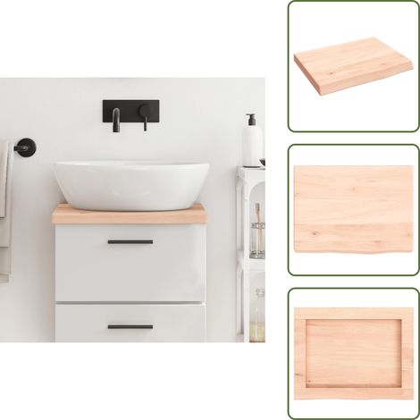 Comptoir de salle de bain 40x30x(2-4) cm bois massif non traité - Comptoir De Salle De Bain - Comptoir En Bois - Plan De Travail Salle De Bain - Meuble Lavabo - Bois Massif (1/5)