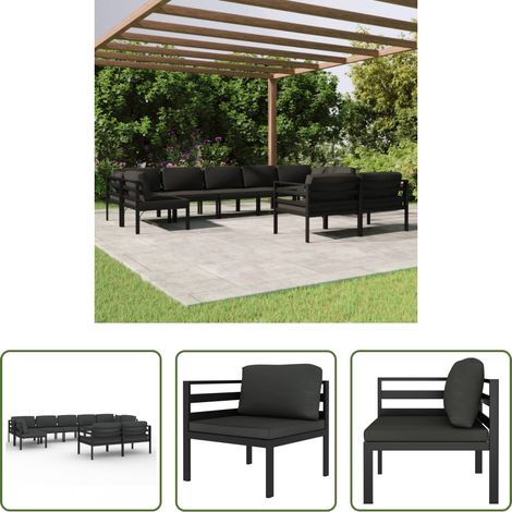 Aluminiummöbel -  9-tlg. Garten-Lounge-Set mit Kissen Aluminium Anthrazit (1/5)