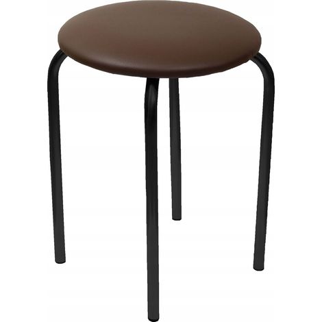 Taburete Furnitex con cuero ecológico y estructura metálica marrón y negra. (1/3)