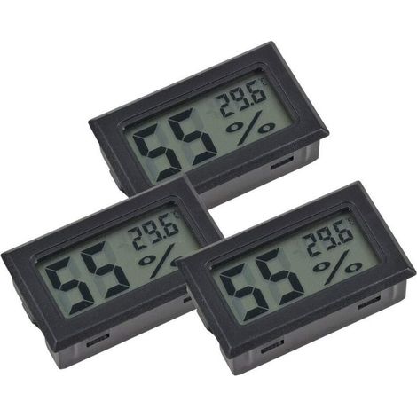 Set di 3 mini igrometri termometri, termometri, misuratori di umidità per sigari, rettili, incubatrici per pollame, ufficio, camera da letto, soggiorno (nero) thsinde-Crezuo