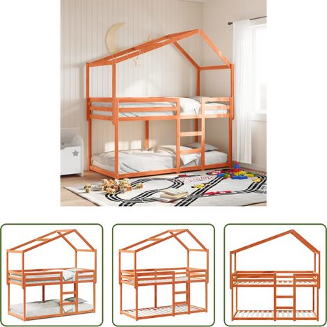 Lits superposés - Lit superposé sans matelas cire marron 90x190 cm pin massif (1/5)