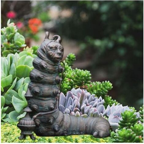 Statue Jardin Alice au Pays des Merveilles, Chenille Résine Ornement Extérieur Intérieur Cadeaux Occasion Fée Art Déco Finition à la Main (1/5)