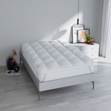 Topper One Singolo Imbottitura Effetto Piuma con Elastici in Cotone Bianco Varie Misure (1/5)