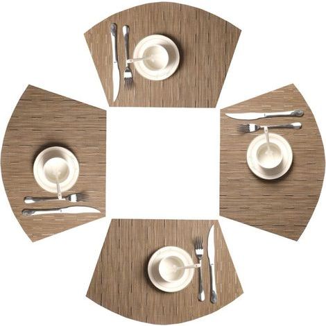 Lot de 4 Sets de Table PVC Tapis de Table Wedge Set Table résistant à la Chaleur Lavable (Bamboo Tan)- (1/4)