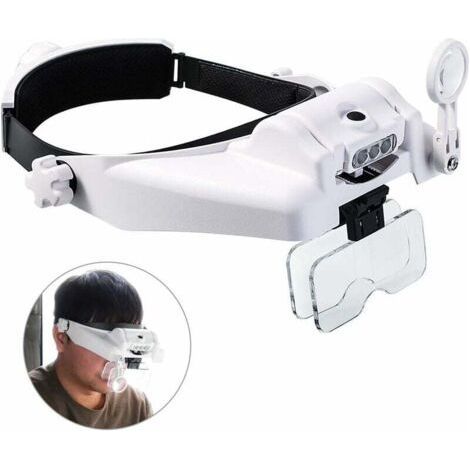 Lighted Head Magnifier With Detachable Free Leds Reading Head Magnifying Glasses Visor Visor Helmet Loupe for Hobbies, Close Work, Sewing, Crafts, Reading, Repair, Jewelry Making (1X to 14X (1/4)