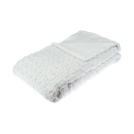 Plaid imitation fourrure bouclée en Ecru, L.230 x l.180 cm -PEGANE- (1/2)