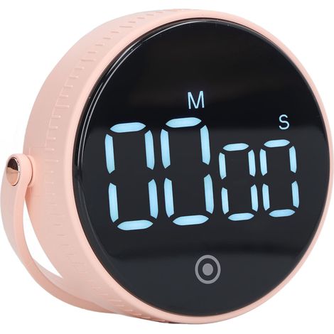 Minuteur de cuisine numérique magnétique avec grand écran LED, compte à rebours réglable, volume ajustable, rose, idéal pour les enfants et le fitness. (1/5)