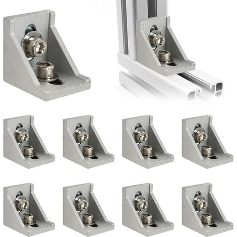 10 Pièces Équerres de Fixation pour profilé aluminium 40x40, Corniere Aluminium 40x40, profilés en aluminium, Aluminum Angle Brackets, pour Assemblages et Montages Structuraux (1/5)