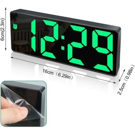 Réveil Numérique,Grand écran LED,Horloge de Surface Miroir avec Fonction Snooze et Connexion de Charge USB Réglable en Luminosité Réveil pour Chambre,Bureaux (1/4)