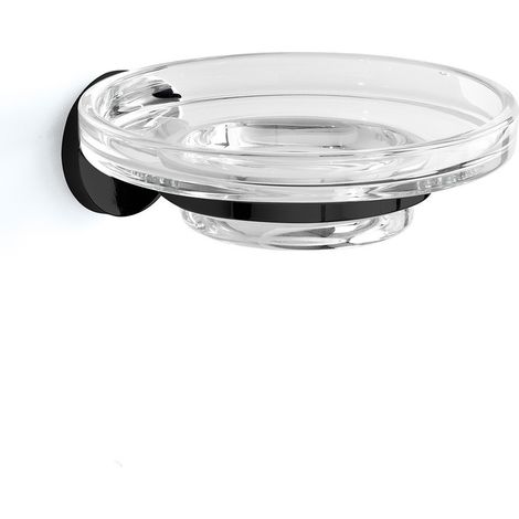 Inda - Wandmontierter Seifenspender One schwarz mit Klarglasschale