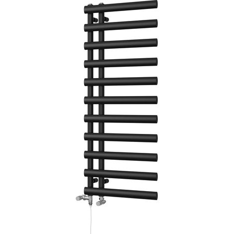 Elyan - Black Dual Fuel Towel Rail H1238mm x W500mm Standard (1/3)