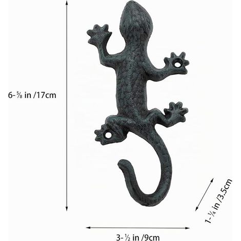 Gecko Wall Mounted Coat Hook Iron Coat Hook Vintage Design 15 cm (1/4)