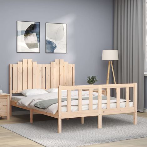 Bed Frame without Mattress Double Solid Wood Pine vidaXL (1/5)