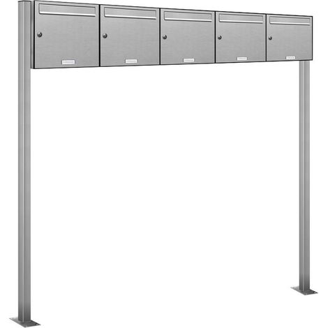 5er Edelstahl Standbriefkasten Anlage Freistehend (1/5)