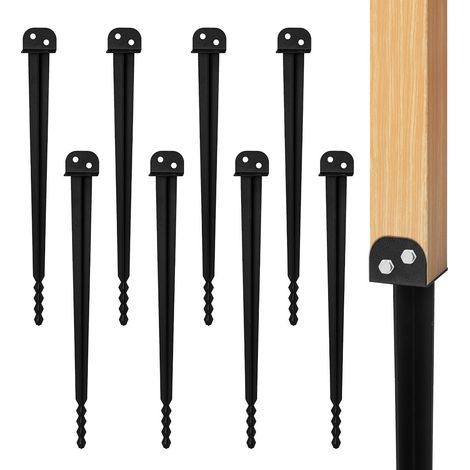 Jiubiaz 8 piezas soporte para poste para clavar 500 mm, fijación robusta para postes de madera cuadrada