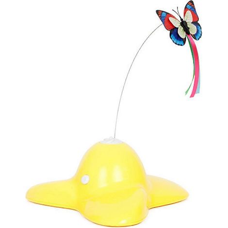 Jouet interactif pour chat : papillon électrique rotatif automatique, jouet amusant et taquin pour chat d'intérieur - Jaune (1/5)